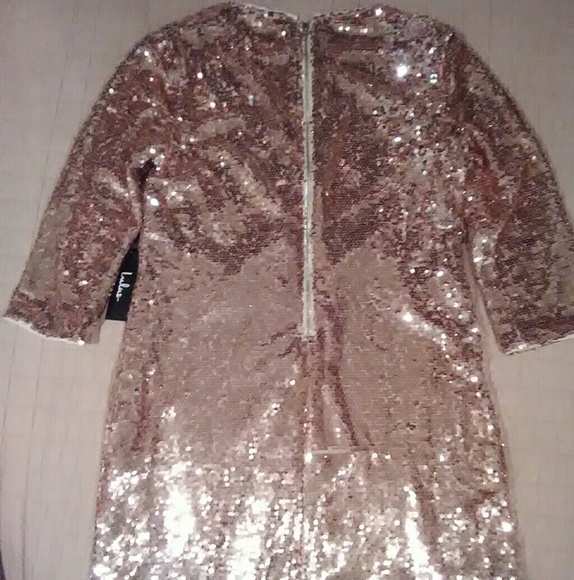💕Lulu's Rose Gold Sequin Delightful Ways Dress - Picture 3 of 7